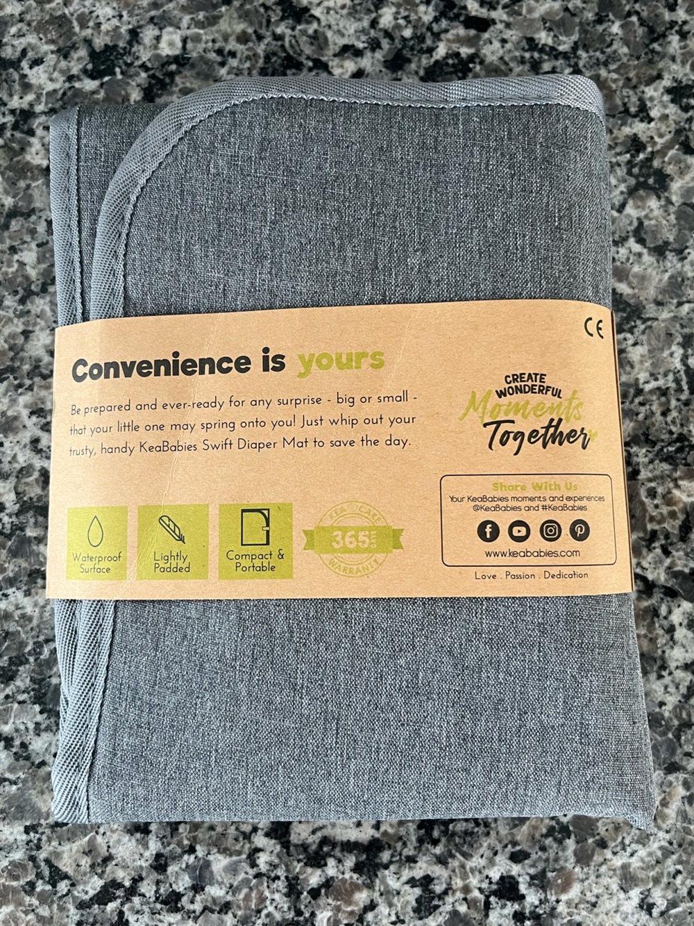 KeaBabies Swift Diaper Mat in Gray - Picture 3 of 5